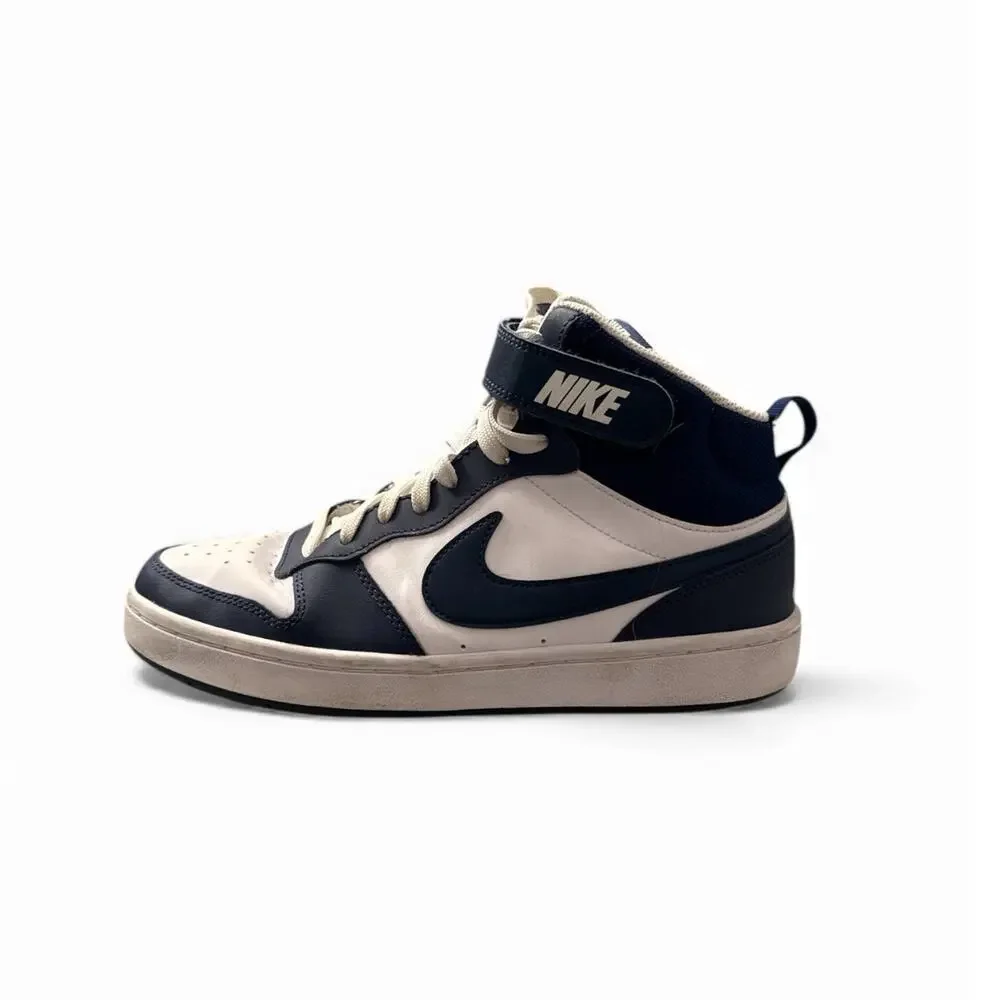 Nike Court Borough Mid 2 Sneaker White and Navy blue Big Kids 7Y (W8)